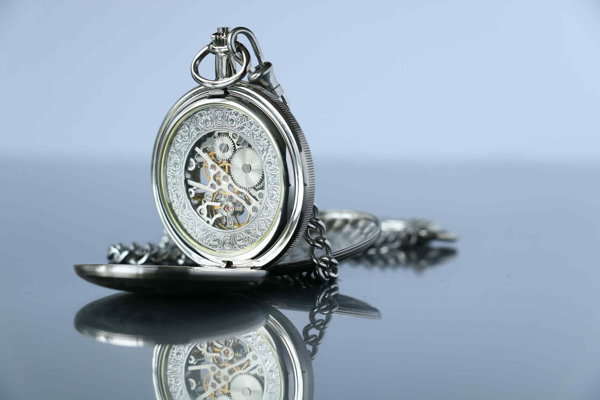 a skeleton pocket watch